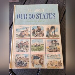 Vintage Illustrated Book - All About Our 50 States